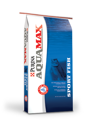 Purina Aquamax Sport Fish food packaging on a white background
