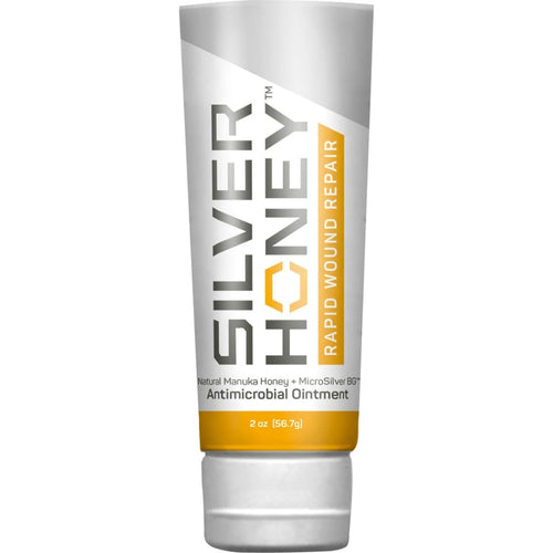 Silver Honey rapid wound repair ointment tube on a white background