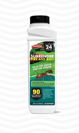 Marlins Surrender Fire Ant Bait container on a white background