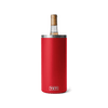 Red YETI bottle cooler with a wine bottle on a transparent background