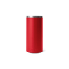 Red cylindrical container with silver lid on a transparent background