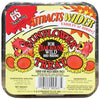 Sunflower seed cake for wild birds with colorful packaging and text.