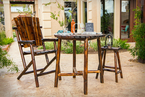 Leigh Country Char-Log Slatted Round Bar Table