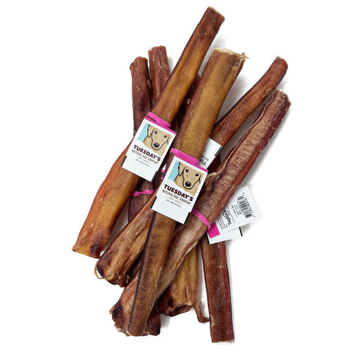 Tuesday's Natural Dog Company 12 Super Jumbo Bully Sticks Odor Free (Bulk)