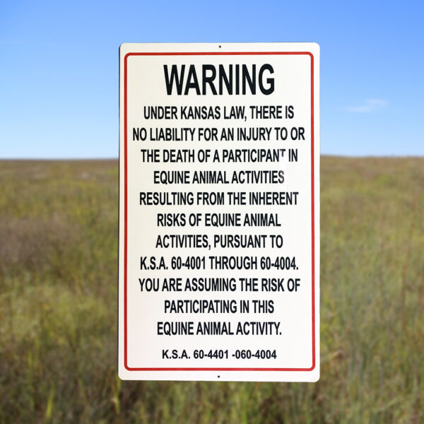 Kansas Equine Liabilty Sign With Field background