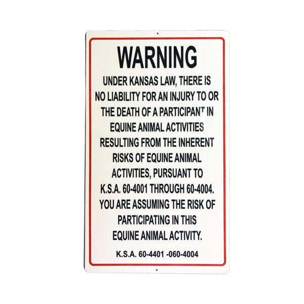 Kansas Equine Liability Sign