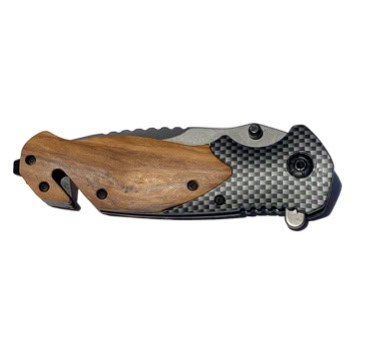 Black Carbon Fiber Wood Folding Pocket Knife