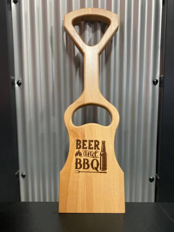 Woody Wood Grill Grate Scraper Beer And Bbq W Bottle Opener