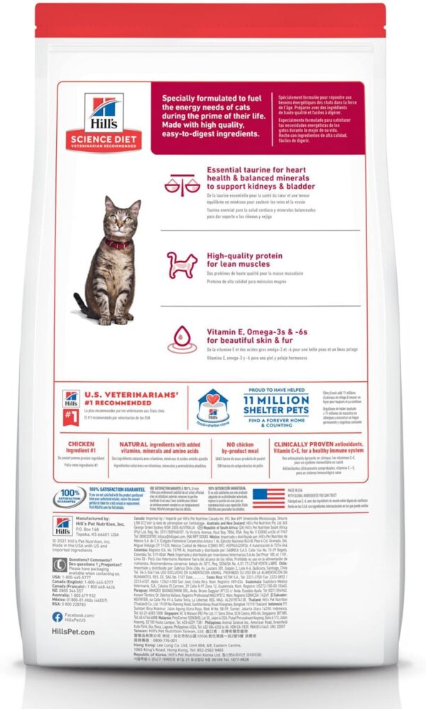 Hills Science Diet Adult Cat Food 1-7 years old-Back of Bag